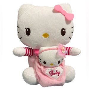 Hello Kitty Plush Mommy & Baby Set Pink 12” EUC Soft Toy